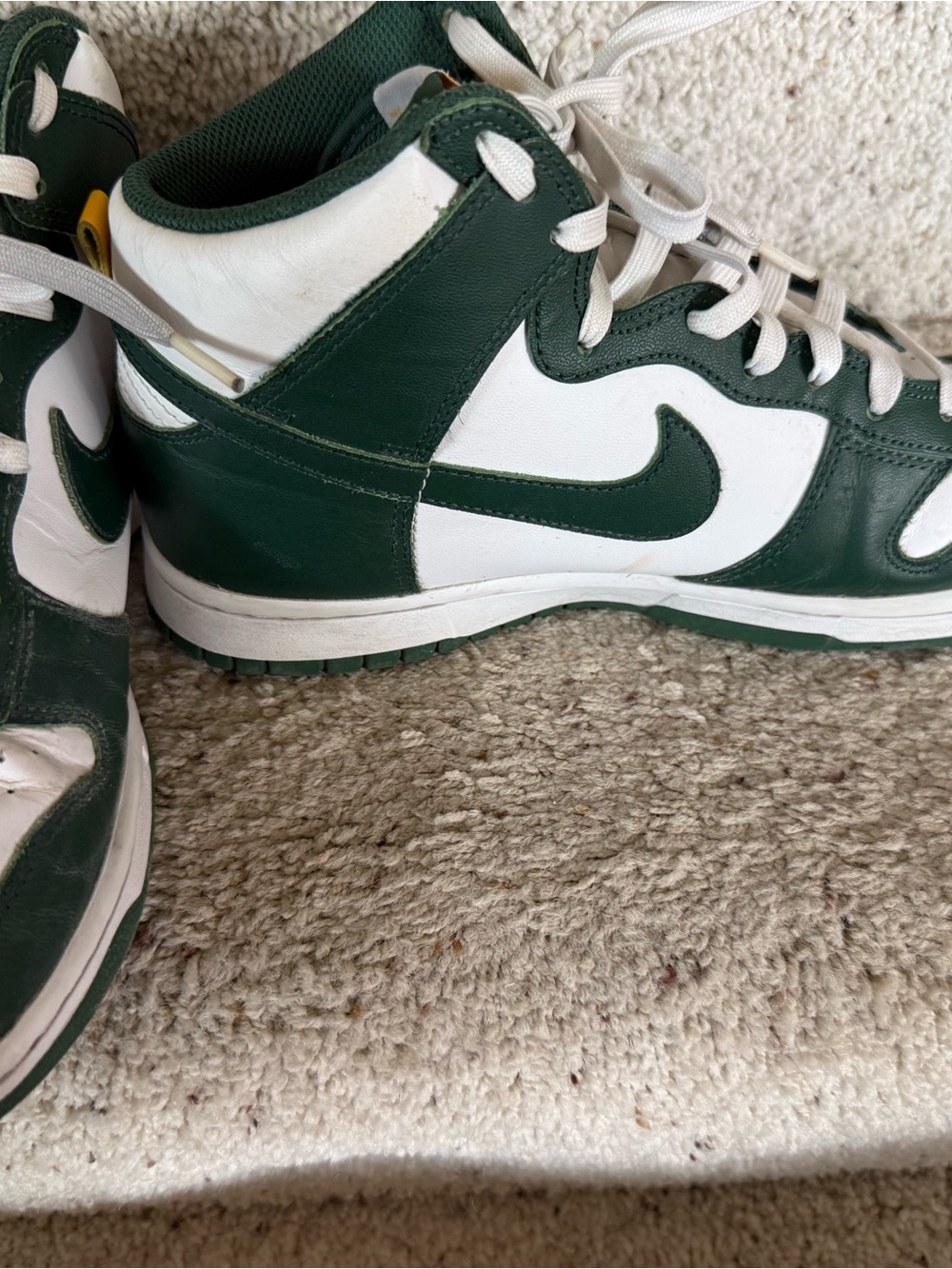Nike High-Top Sneakers in White and Dark Green - Picture 10 of 14
